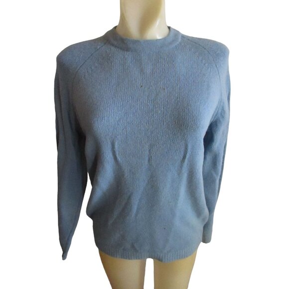 Vintage Zipback Sweater Womens 1960s Tami Lambs Wool Medium Grannycore Blue - Picture 1 of 8